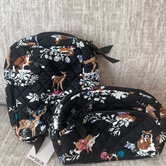 Vera Bradley Set of 2 Zip Around Jewlry Case & Mini Cosmetic - Merry Mischief - Picture 5 of 8